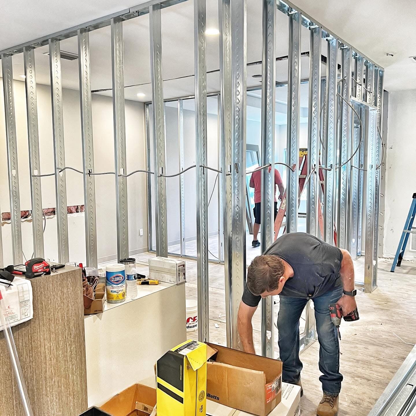 JDF Services crew installing interior wall framing during a remodel